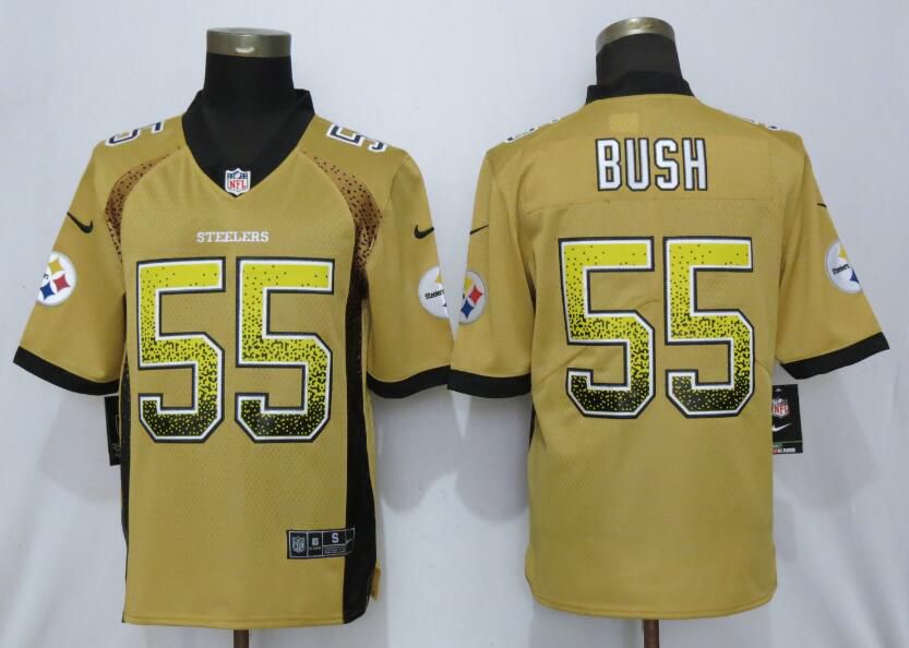 Men Pittsburgh Steelers #55 Bush Yellow Nike Vapor Untouchable Drift Fashion NFL Jerseys